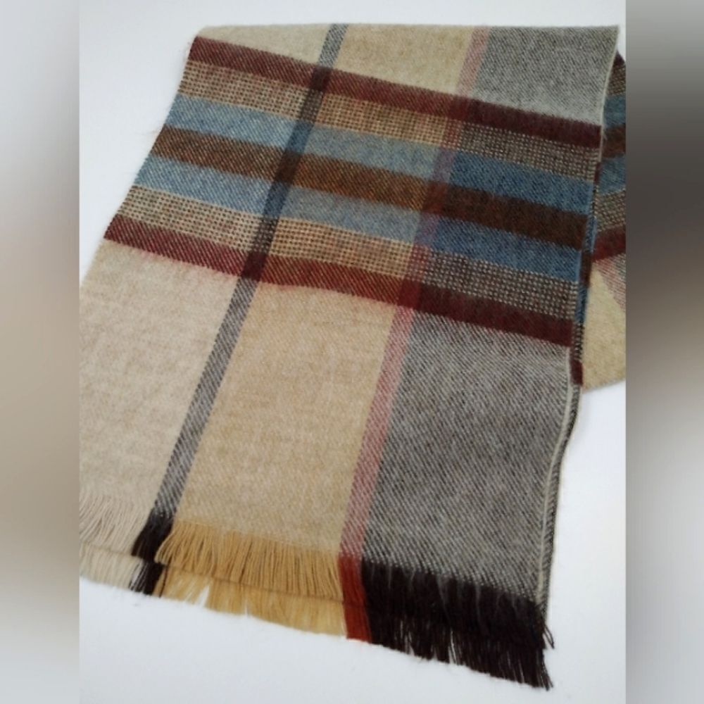 Wool Knit Long Fringe Winter Scarf Men's - Picture 7 of 11